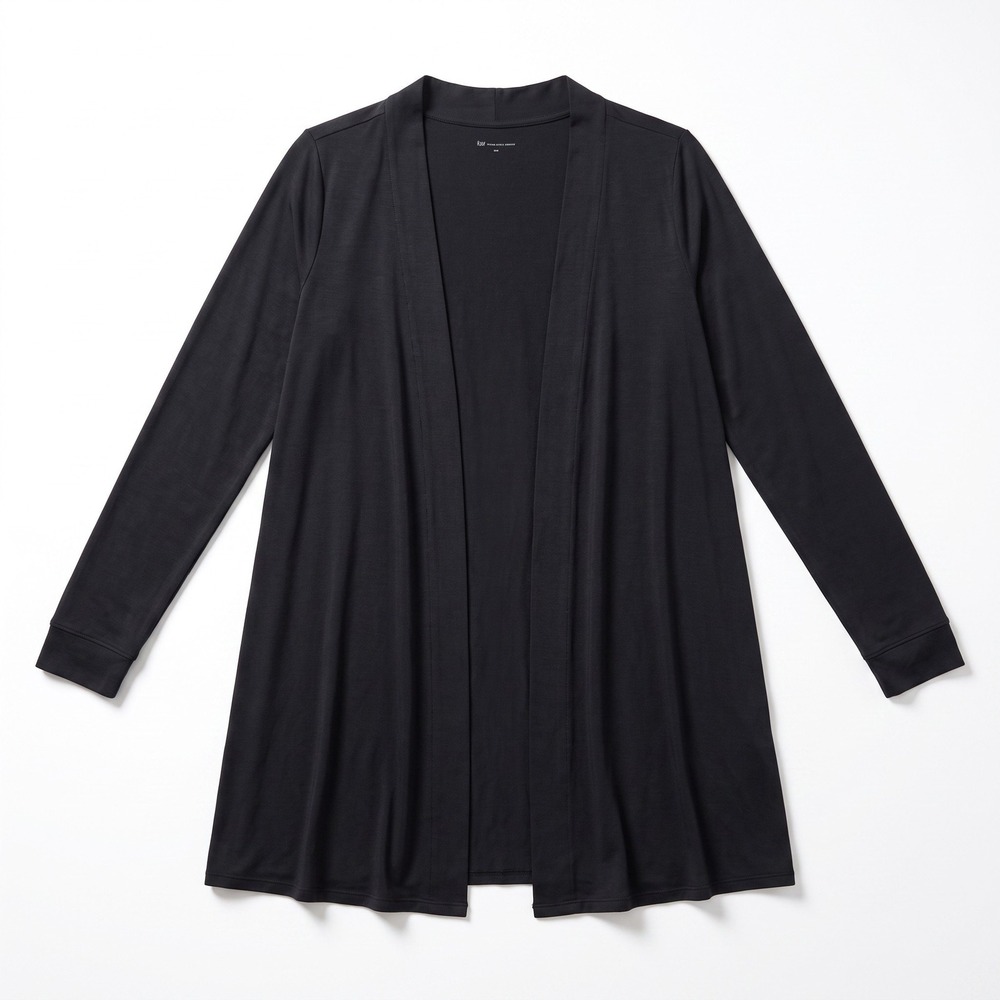 Felina Womens XL Black Open Front Cardigan Longline Athleisure Casual Cozy